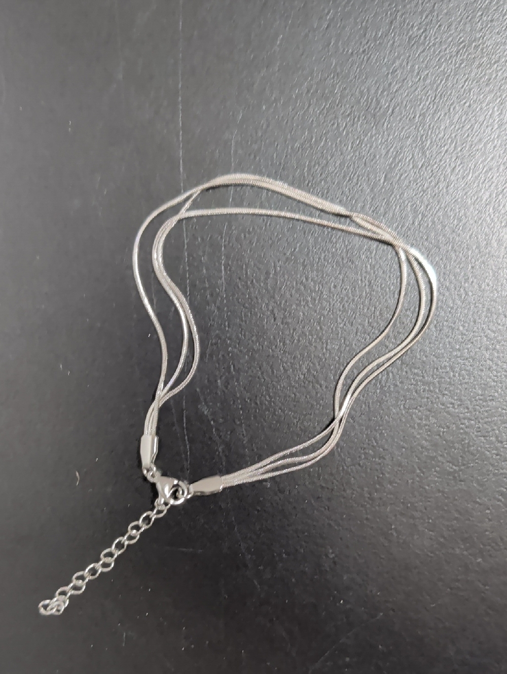 Silver Tone 3-Strand Layered Chain Bracelet with Extender